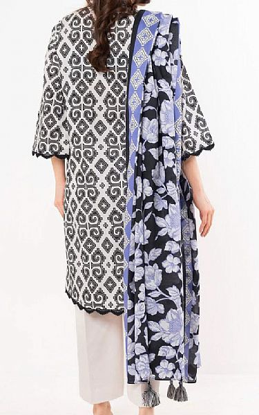 Alkaram Off White/Black Lawn Suit | Pakistani Lawn Dress in USA- Image 2