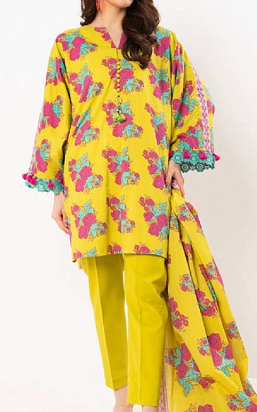 Alkaram Golden Yellow Lawn Suit | Pakistani Lawn Dress in USA- Image 1