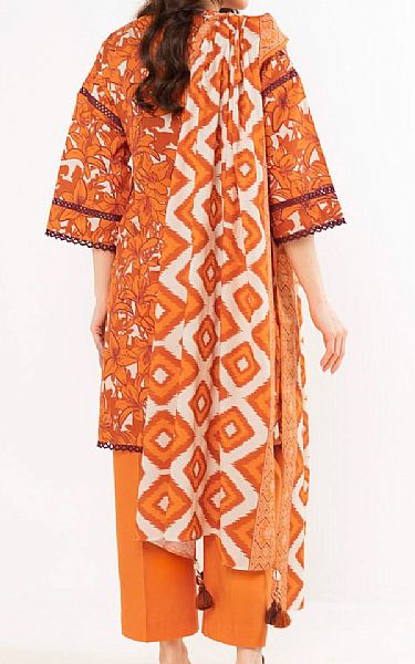 Alkaram Safety Orange Lawn Suit | Pakistani Lawn Dress in USA- Image 2