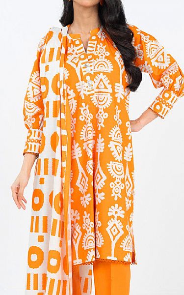 Alkaram Orange Lawn Suit | Pakistani Lawn Dress in USA- Image 2