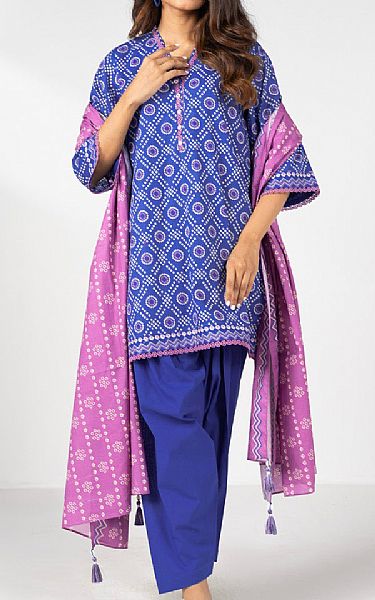 Alkaram Royal Blue Lawn Suit | Pakistani Lawn Dress in USA- Image 1