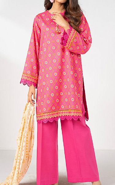 Alkaram Hot Pink Lawn Suit | Pakistani Lawn Dress in USA- Image 1