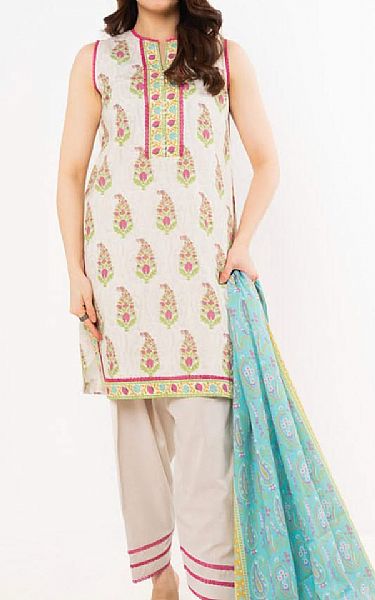 Alkaram Beige Lawn Suit | Pakistani Lawn Dress in USA- Image 1