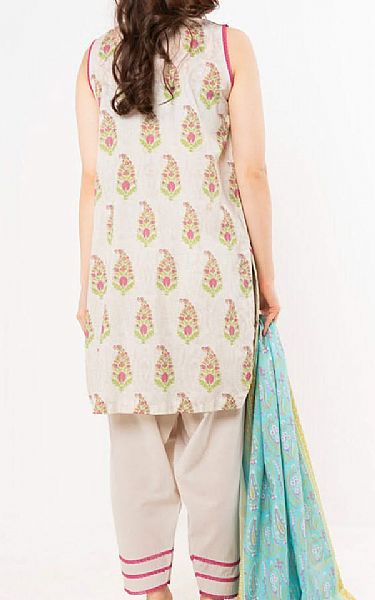 Alkaram Beige Lawn Suit | Pakistani Lawn Dress in USA- Image 2