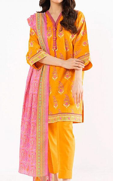 Alkaram Orange Lawn Suit | Pakistani Lawn Dress in USA- Image 1