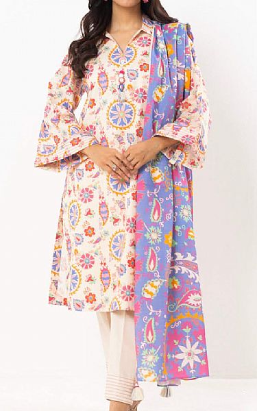 Alkaram Off White Lawn Suit | Pakistani Lawn Dress in USA- Image 1