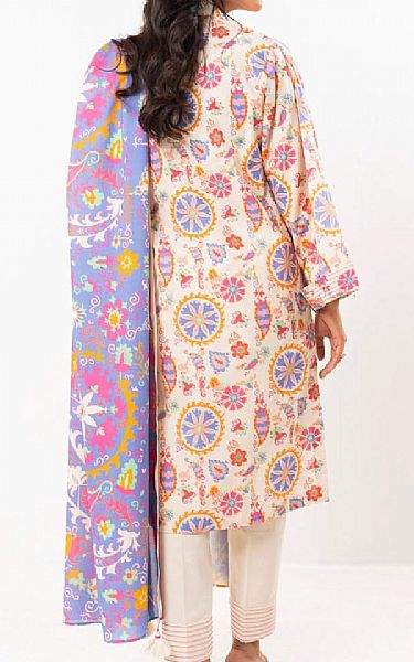 Alkaram Off White Lawn Suit | Pakistani Lawn Dress in USA- Image 2