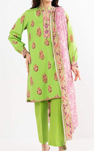 Alkaram Parrot Green Lawn Suit | Pakistani Lawn Dress in USA- Image 1