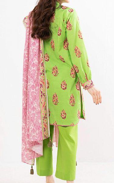 Alkaram Parrot Green Lawn Suit | Pakistani Lawn Dress in USA- Image 2