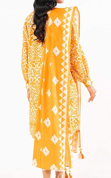 Alkaram Orange/Off White Lawn Suit | Pakistani Lawn Dress in USA- Image 2
