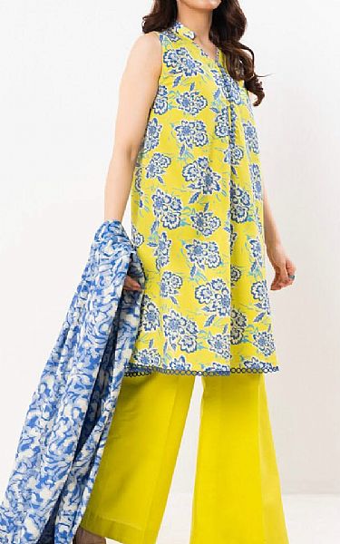 Alkaram Lime Green/Blue Lawn Suit | Pakistani Lawn Dress in USA- Image 1