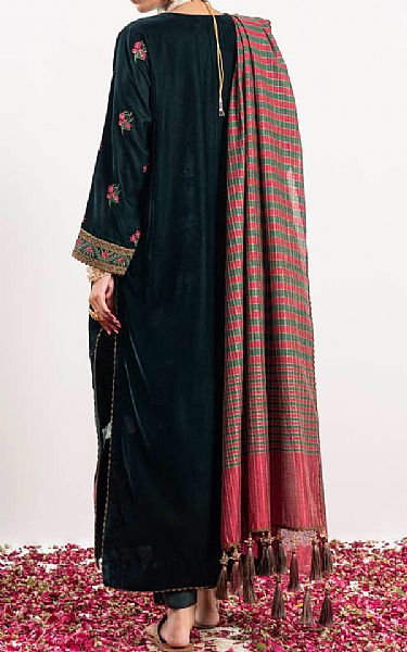 Alkaram Bottle Green Velvet Suit | Pakistani Winter Dresses in USA- Image 2