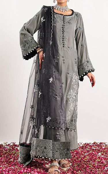Alkaram Grey Yarn Dyed Suit | Pakistani Winter Dresses- Image 1