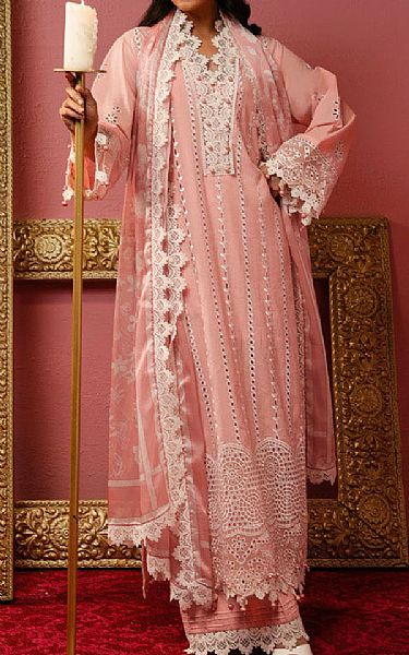 Alkaram Peach Cambric Suit | Pakistani Lawn Dress in USA