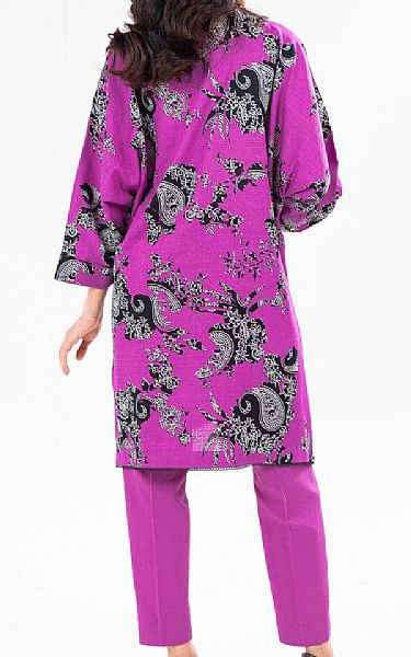 Alkaram Fuchsia Pink Khaddar Kurti | Pakistani Winter Dresses in USA- Image 2