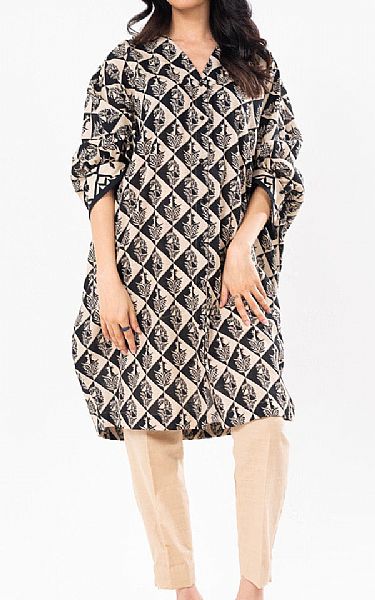 Alkaram Beige Khaddar Kurti | Pakistani Winter Dresses in USA- Image 1