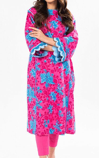 Alkaram Hot Pink Khaddar Kurti | Pakistani Winter Dresses in USA- Image 1