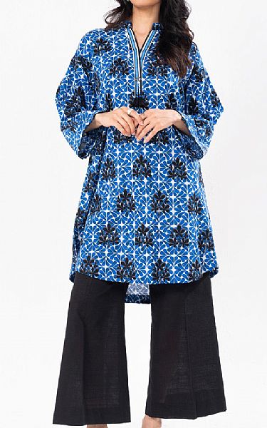 Alkaram Blue Khaddar Kurti | Pakistani Winter Dresses in USA- Image 1