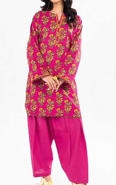 Alkaram Cerise Pink Khaddar Kurti | Pakistani Winter Dresses in USA- Image 1