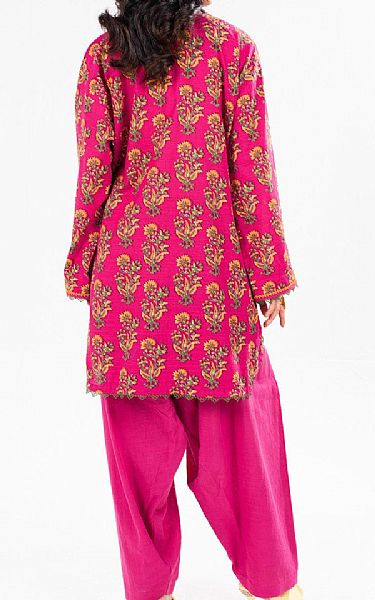 Alkaram Cerise Pink Khaddar Kurti | Pakistani Winter Dresses in USA- Image 2