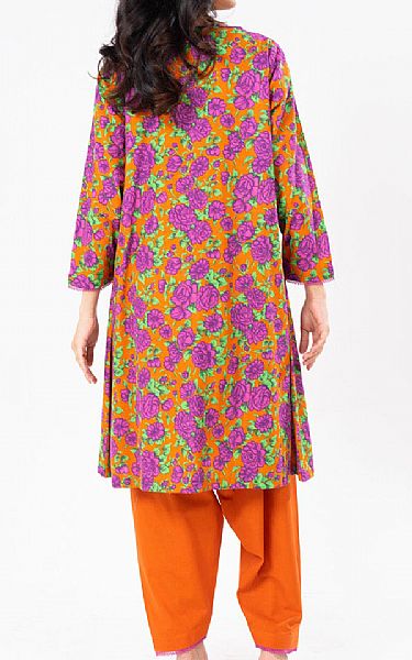 Alkaram Pumpkin Orange Khaddar Kurti | Pakistani Winter Dresses in USA- Image 2