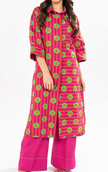 Alkaram Cerise Pink Khaddar Kurti | Pakistani Winter Dresses in USA- Image 1