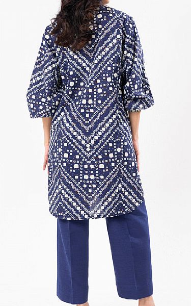 Alkaram Navy Blue Khaddar Kurti | Pakistani Winter Dresses in USA- Image 2