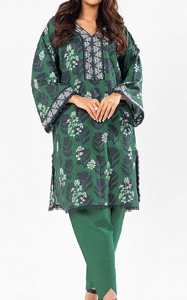 Alkaram Hippie Green Khaddar Kurti | Pakistani Winter Dresses in USA- Image 1
