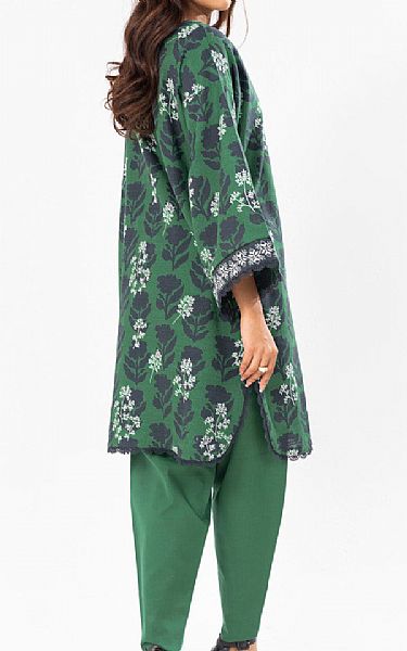 Alkaram Hippie Green Khaddar Kurti | Pakistani Winter Dresses in USA- Image 2