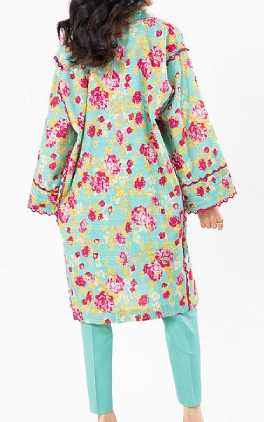 Alkaram Turquoise Khaddar Kurti | Pakistani Winter Dresses in USA- Image 2