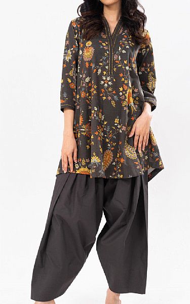 Alkaram Black Khaddar Kurti | Pakistani Winter Dresses in USA- Image 1