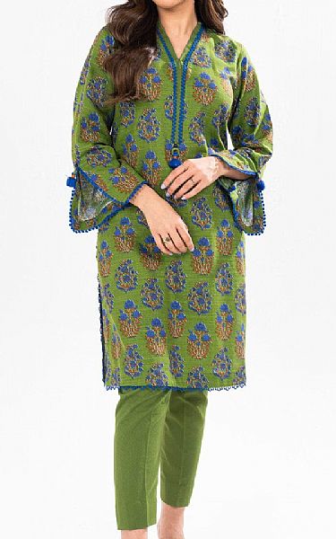 Alkaram Muddy Green Khaddar Kurti | Pakistani Winter Dresses in USA- Image 1