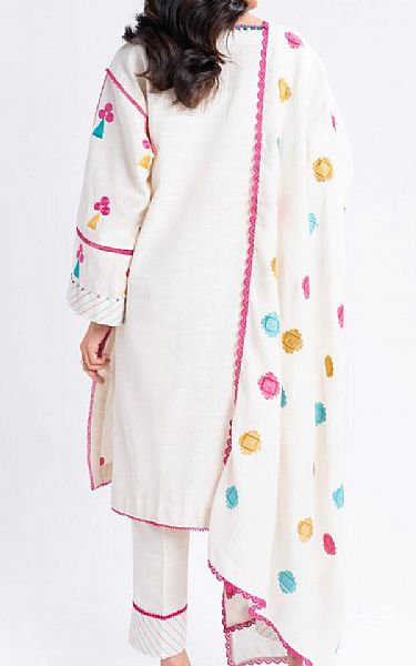 Alkaram Off White Khaddar Suit | Pakistani Winter Dresses in USA- Image 2