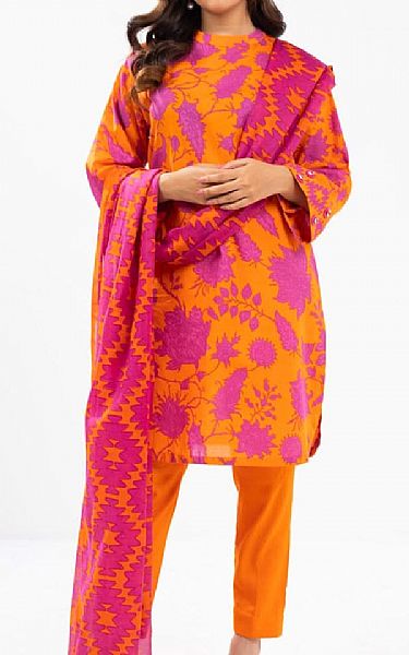 Alkaram Orange Viscose Suit | Pakistani Winter Dresses in USA- Image 1