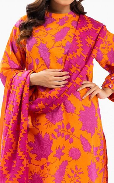 Alkaram Orange Viscose Suit | Pakistani Winter Dresses in USA- Image 2