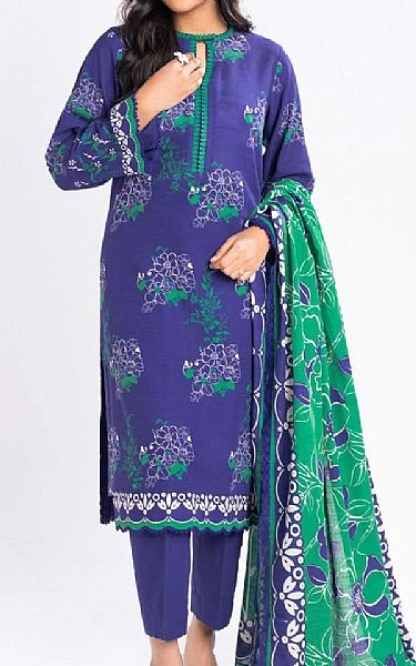 Alkaram Blueberry Khaddar Suit (2 Pcs) | Pakistani Winter Dresses in USA- Image 1