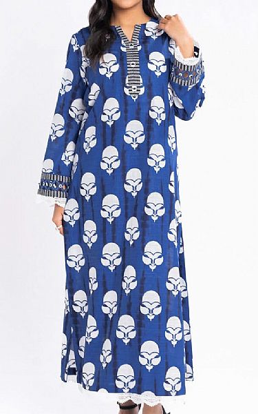 Alkaram Royal Blue Khaddar Suit (2 Pcs) | Pakistani Winter Dresses in USA- Image 1