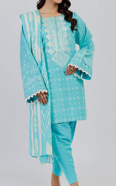 Alkaram Turquoise Karandi Suit | Pakistani Winter Dresses in USA- Image 1
