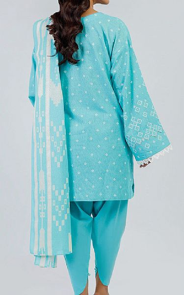 Alkaram Turquoise Karandi Suit | Pakistani Winter Dresses in USA- Image 2
