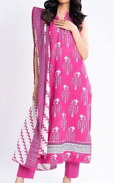 Alkaram Cerise Pink Cambric Suit | Pakistani Winter Dresses in USA- Image 1