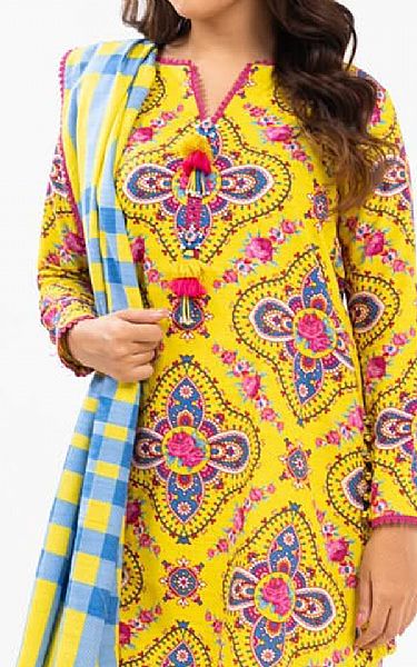 Alkaram Yellow Cambric Suit | Pakistani Winter Dresses in USA- Image 2
