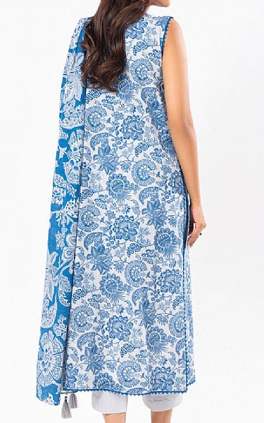 Alkaram Off White/Blue Khaddar Suit (2 Pcs) | Pakistani Winter Dresses in USA- Image 2