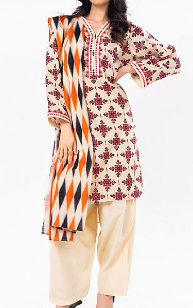 Alkaram Off White Khaddar Suit (2 Pcs) | Pakistani Winter Dresses in USA- Image 1