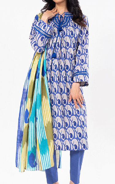 Alkaram Light Indigo Khaddar Suit (2 Pcs) | Pakistani Winter Dresses in USA- Image 1