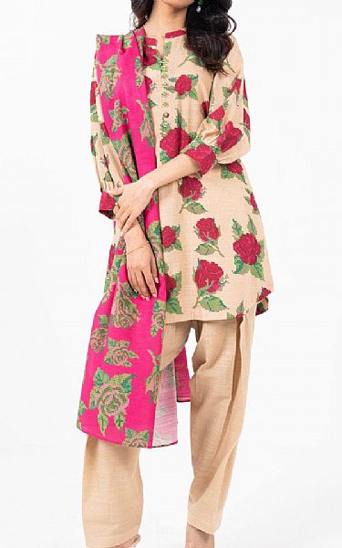 Alkaram Beige Khaddar Suit (2 Pcs) | Pakistani Winter Dresses in USA- Image 1