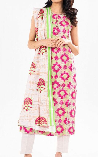 Alkaram Light Green/Pink Khaddar Suit (2 Pcs) | Pakistani Winter Dresses in USA- Image 1
