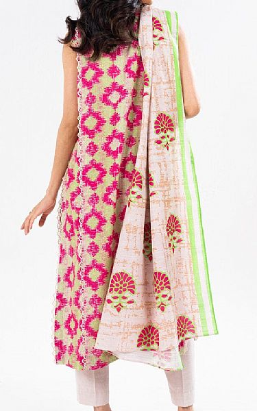 Alkaram Light Green/Pink Khaddar Suit (2 Pcs) | Pakistani Winter Dresses in USA- Image 2