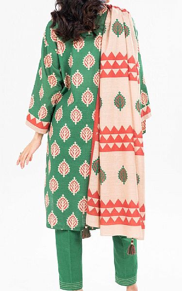 Alkaram Viridian Green Khaddar Suit (2 Pcs) | Pakistani Winter Dresses in USA- Image 2
