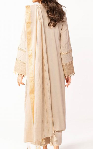 Alkaram Cream Viscose Suit | Pakistani Winter Dresses- Image 2