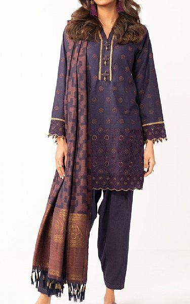 Alkaram Purple Khaddar Suit | Pakistani Winter Dresses- Image 1